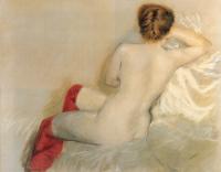 Giuseppe de Nittis - Nudo con le Calze Rosse